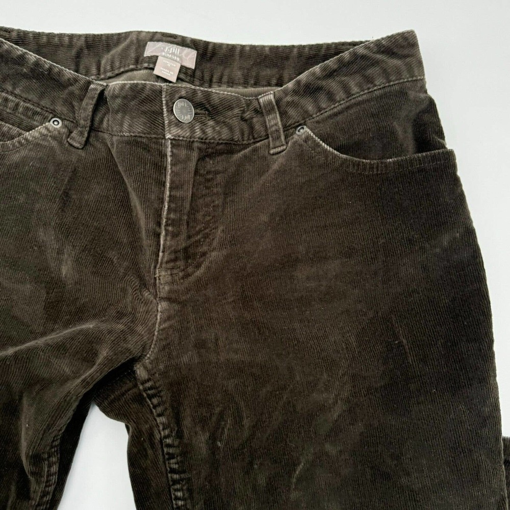 J Jill womens 4 Corduroy Chinos Pants Slim Leg Stretch Pockets Chocolate brown